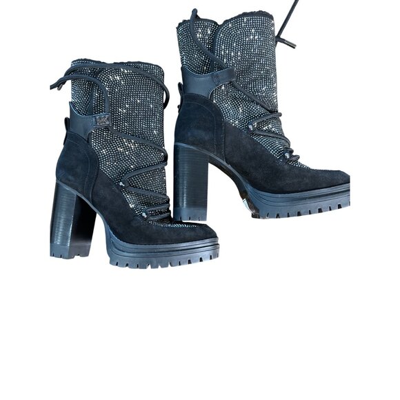 Michael Kors Culver sequined boots 8.5 lace-up sequin studded - Picture 1 of 11